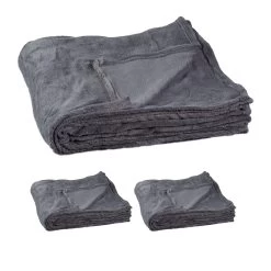 3x Kuscheldecke In Grau - (B)200 X (T)220 Cm