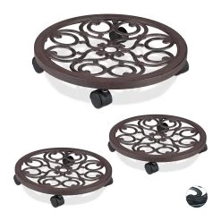 3x Pflanzenroller In Braun - Ø 38 Cm