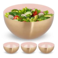 4 X Salatschüssel In Rosa/ Gold - (H)12,5 X Ø 25 Cm