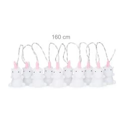 4x Einhornlichterkette In Weiß/ Rosa - (L)160 Cm -Relaxdays relaxdays 4x einhornlichterkette in weiss rosa l 160 cm 3