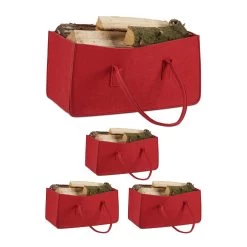 4x Kaminholztasche In Rot