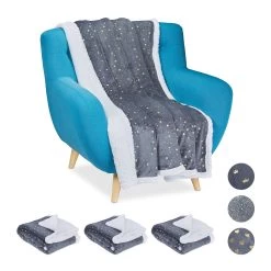 4x Kuscheldecke In Grau/ Weiß - (B)150 X (T)200 Cm