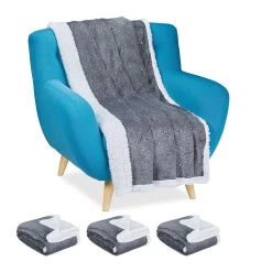 4x Kuscheldecke In Grau/ Weiß - (B)150 X (T)200 Cm