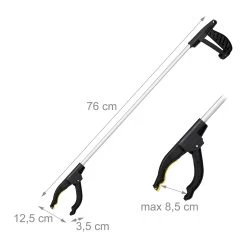 4x Müllgreifer In Silber/Schwarz -Relaxdays relaxdays 4x mullgreifer in silber schwarz 3