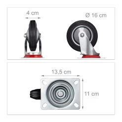 4x Schwerlastrollen In Schwarz - Ø 160 Mm -Relaxdays relaxdays 4x schwerlastrollen in schwarz o 160 mm 3