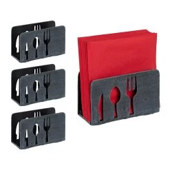 4x Serviettenhalter In Grau - 33x33 Cm -Relaxdays relaxdays 4x serviettenhalter in grau 33x33 cm 7