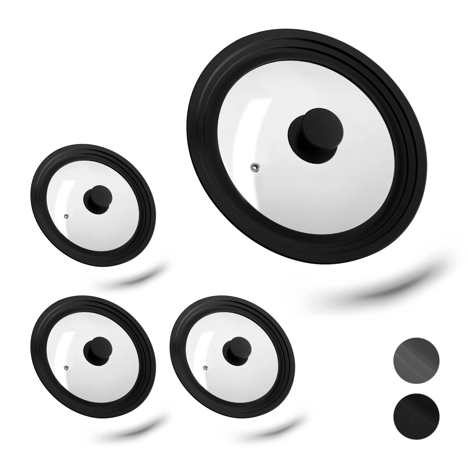 4x Topfdeckel In Schwarz - Ø22-26 Cm 1 4x Topfdeckel In Schwarz - Ø22-26 Cm
