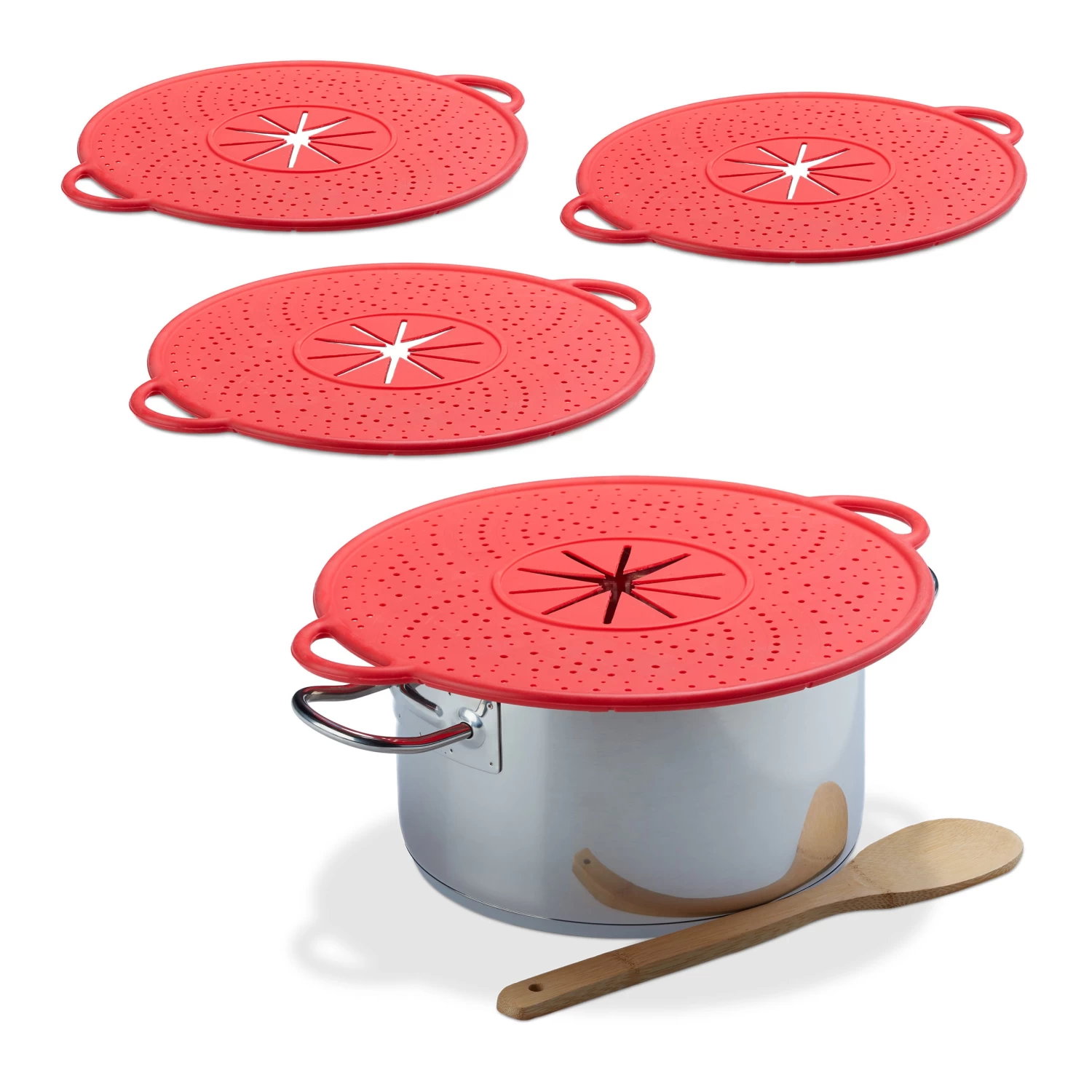 4x Überkochschutz In Rot - Ø 30 Cm 4 4x Überkochschutz In Rot - Ø 30 Cm – Bild 4