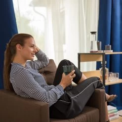 4x Verdunklungsvorhänge In Blau - (L)245 X (B)135 Cm -Relaxdays relaxdays 4x verdunklungsvorhange in blau l 245 x b 135 cm 2