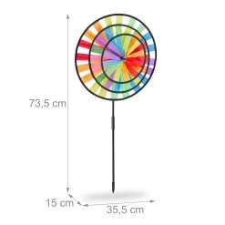 4x Windrad In Bunt - (B)35,5 X (H)73,5 X (T)15 Cm -Relaxdays relaxdays 4x windrad in bunt b 35 5 x h 73 5 x t 15 cm 3