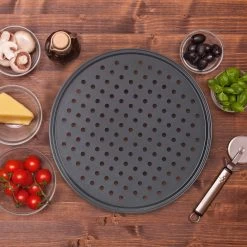 5 X Pizzablech In Anthrazit - ∅ 29,5 Cm -Relaxdays relaxdays 5 x pizzablech in anthrazit 29 5 cm 1