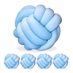 5x Knotenkissen In Hellblau - Ø 25 Cm -Relaxdays relaxdays 5x knotenkissen in hellblau o 25 cm 7