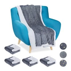 5x Kuscheldecke In Grau/ Weiß - (B)150 X (T)200 Cm