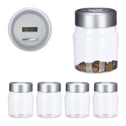 5x Spardose In Transparent -Relaxdays relaxdays 5x spardose in transparent 7