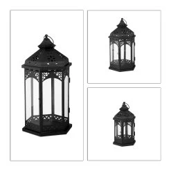 6 Tlg. Laternen Set In Schwarz