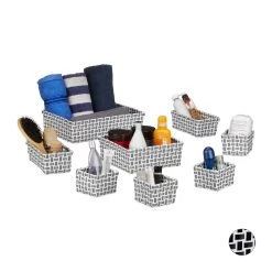 8x Aufbewahrungskorb In Weiss-Grau