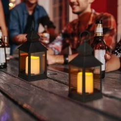 8x LED Laterne In Schwarz - (H)23 Cm -Relaxdays relaxdays 8x led laterne in schwarz h 23 cm 1