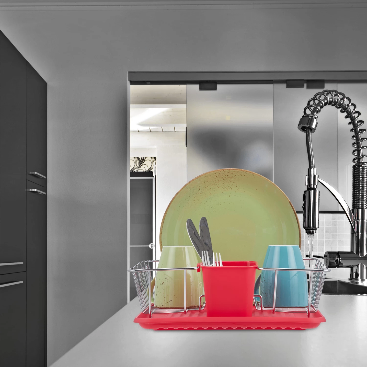 Abtropfgestell In Rot - (B)43 X (H)11,5 X (T)34 Cm 2 Abtropfgestell In Rot - (B)43 X (H)11,5 X (T)34 Cm – Bild 2