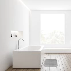 Badematte Memoryschaum Grau - 50x80cm -Relaxdays relaxdays badematte memoryschaum grau 50x80cm 4