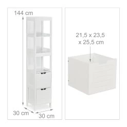 Badezimmerschrank In Weiß - (B)30 X (H)144 X (T)30 Cm -Relaxdays relaxdays badezimmerschrank in weiss b 30 x h 144 x t 30 cm 3