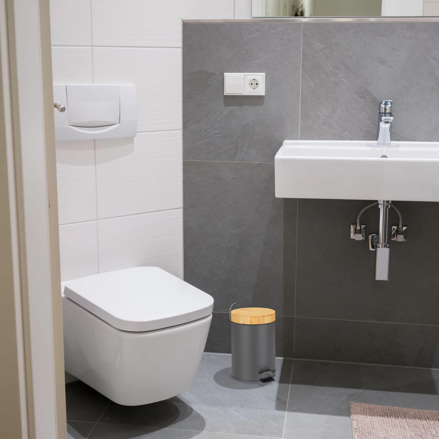 Badmülleimer In Grau - 3 L 2 Badmülleimer In Grau - 3 L – Bild 2