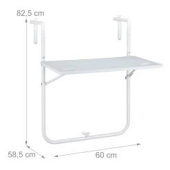 Balkon Hängetisch In Weiß - (B)59,5 X (T)35,5 Cm -Relaxdays relaxdays balkon hangetisch in weiss b 59 5 x t 35 5 cm 3