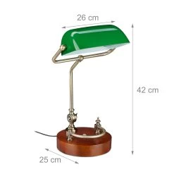 Bankerlampe In Grün/ Braun - (B)26 X (H)42 X (T)25 Cm -Relaxdays relaxdays bankerlampe in grun braun b 26 x h 42 x t 25 cm 3