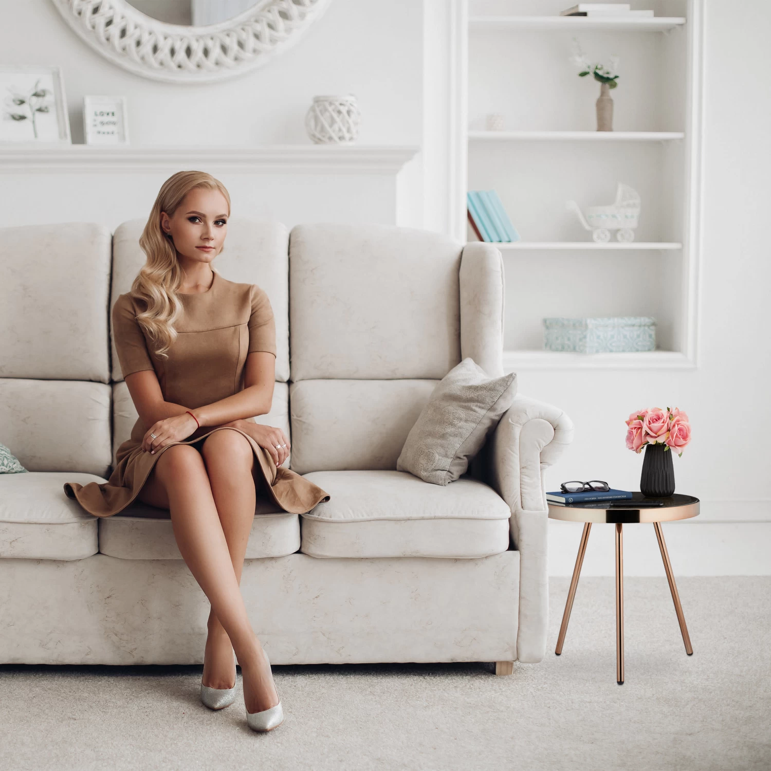 Beistelltisch In Schwarz/Roségold - (H)45 X Ø42 Cm 3 Beistelltisch In Schwarz/Roségold - (H)45 X Ø42 Cm – Bild 3