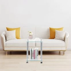 Beistelltisch In Transparent/Silber -Relaxdays relaxdays beistelltisch in transparent silber 2