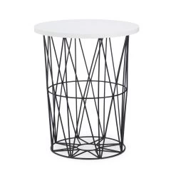 Beistelltisch In Weiß-Schwarz - (H)42 X Ø 35 Cm