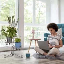 Blumenständer 3 Ablagen In Schwarz -Relaxdays relaxdays blumenstander 3 ablagen in schwarz 2