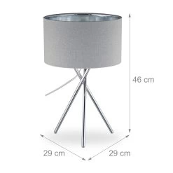 Dreibeinlampe In Grau - (H)46 X Ø29 Cm -Relaxdays relaxdays dreibeinlampe in grau h 46 x o29 cm 3