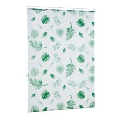 Duschrollo Blätter In Weiß/Grün - (B)120 X (H)240 Cm