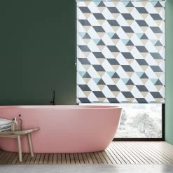 Duschrollo Triangle In Bunt - (B)60 X (H)240 Cm -Relaxdays relaxdays duschrollo triangle in bunt b 60 x h 240 cm 4