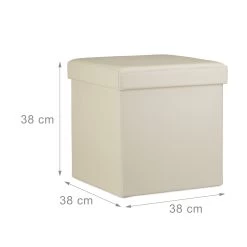 Faltbarer Sitzhocker In Creme - (B)38 X (H)38 X (T)38 Cm -Relaxdays relaxdays faltbarer sitzhocker in creme b 38 x h 38 x t 38 cm 2