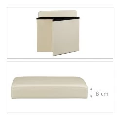 Faltbarer Sitzhocker In Creme - (B)38 X (H)38 X (T)38 Cm -Relaxdays relaxdays faltbarer sitzhocker in creme b 38 x h 38 x t 38 cm 3