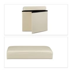 Faltbarer Sitzhocker In Creme - (B)38 X (H)38 X (T)38 Cm -Relaxdays relaxdays faltbarer sitzhocker in creme b 38 x h 38 x t 38 cm 7