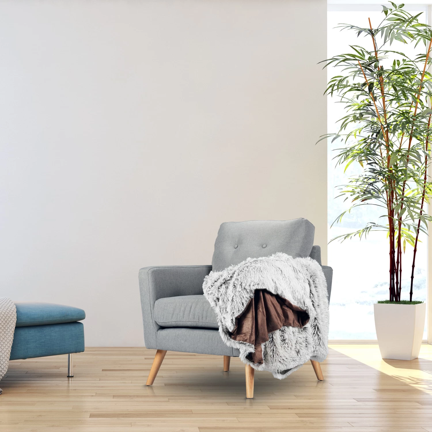 Felldecke In Weiß/ Grau - 150x200 Cm 2 Felldecke In Weiß/ Grau - 150x200 Cm – Bild 2