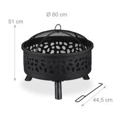 Feuerschale In Schwarz/ Silber - (H)51 X Ø 60 Cm -Relaxdays relaxdays feuerschale in schwarz silber h 51 x o 60 cm 3