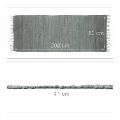 Flickenteppich In Anthrazit - (B)80 X (T)200 Cm -Relaxdays relaxdays flickenteppich in anthrazit b 80 x t 200 cm 3