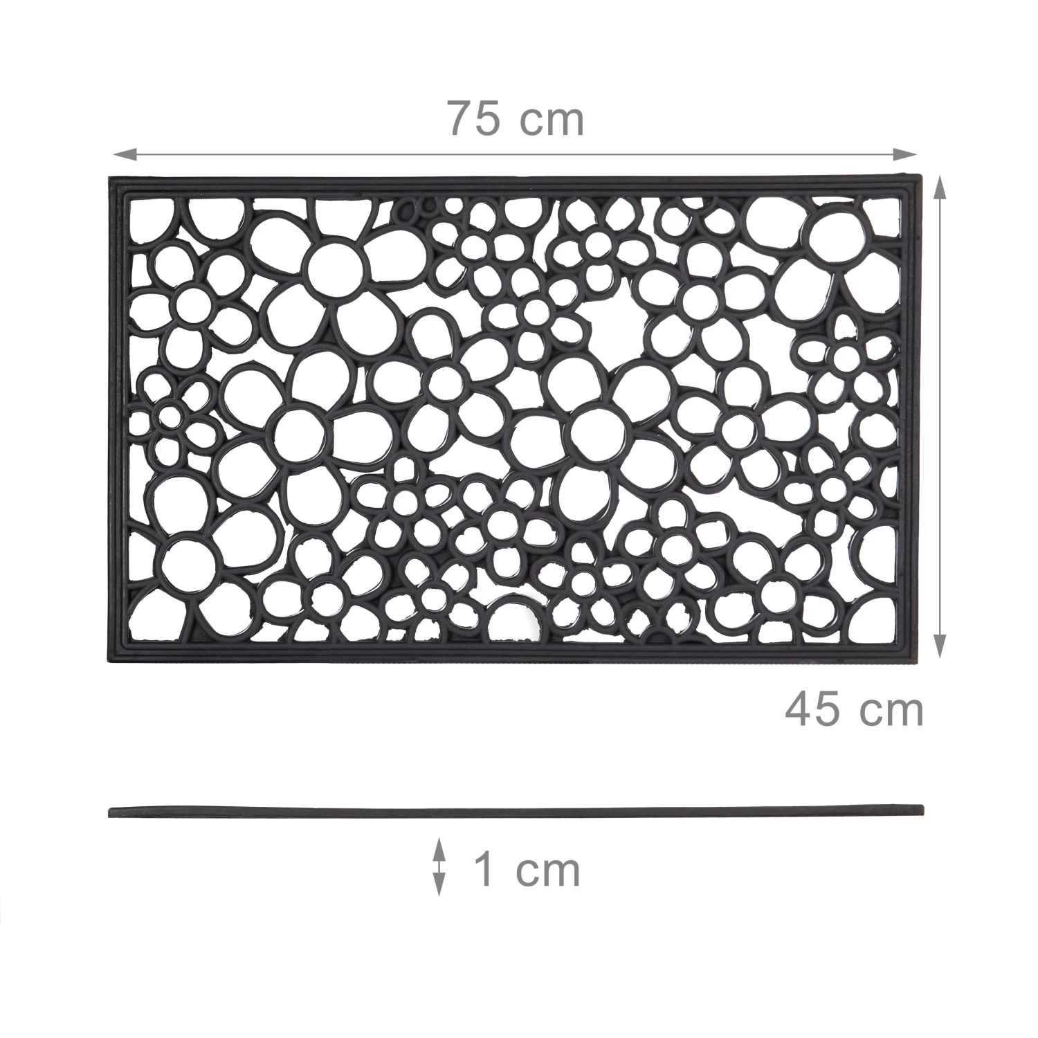 Fußabtreter Blumen In Schwarz - (B)75 X (T)45 Cm 4 Fußabtreter Blumen In Schwarz - (B)75 X (T)45 Cm – Bild 4