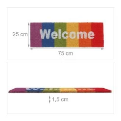 Fußmatte "Welcome" In Bunt - 75 X 25 Cm -Relaxdays relaxdays fussmatte welcome in bunt 75 x 25 cm 3