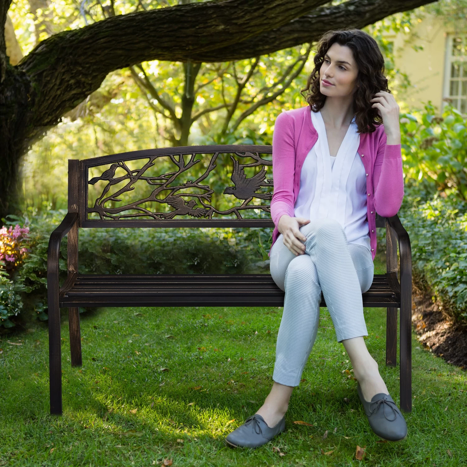 Gartenbank 2 Sitzer In Weiß-Bronze 3 Gartenbank 2 Sitzer In Weiß-Bronze – Bild 3