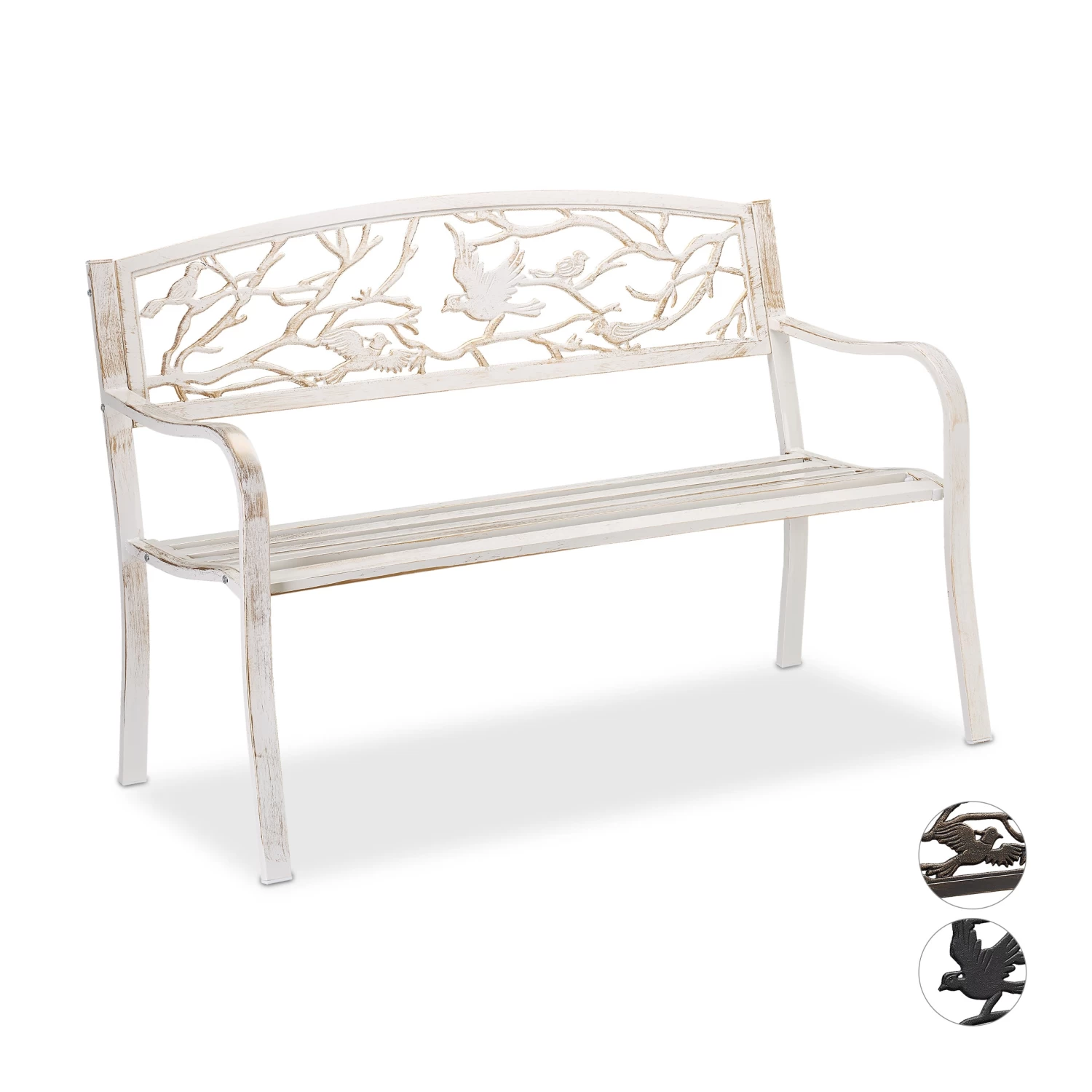 Gartenbank 2 Sitzer In Weiß-Bronze 1 Gartenbank 2 Sitzer In Weiß-Bronze