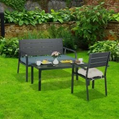 Relaxdays -Relaxdays relaxdays gartenbank in schwarz b 118 x h 78 x t 66 cm 1