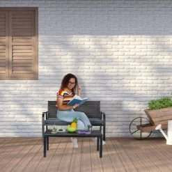 Gartenbank In Schwarz - (B)118 X (H)78 X (T)66 Cm -Relaxdays relaxdays gartenbank in schwarz b 118 x h 78 x t 66 cm 2