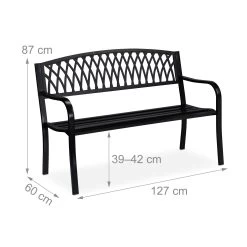 Gartenbank In Schwarz - (B)127 X (H)87 X (T)60 Cm -Relaxdays relaxdays gartenbank in schwarz b 127 x h 87 x t 60 cm 3