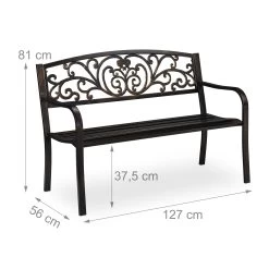 Gartenbank In Schwarz/Bronze - (B)127 X (H)81 X (T)56 Cm -Relaxdays relaxdays gartenbank in schwarz bronze b 127 x h 81 x t 56 cm 3