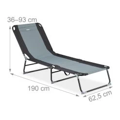 Gartenliege In Schwarz/Grau -Relaxdays relaxdays gartenliege in schwarz grau 3