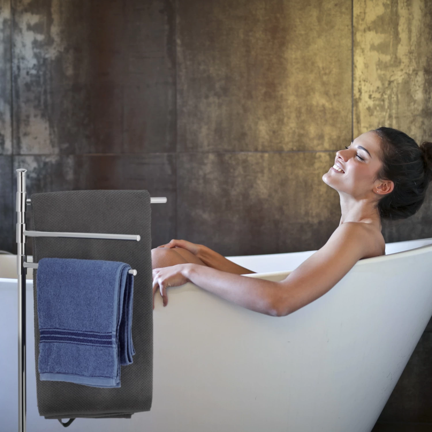 Handtuchhalter In Silber - (B)44 X (H)90 X (T)26 Cm 3 Handtuchhalter In Silber - (B)44 X (H)90 X (T)26 Cm – Bild 3